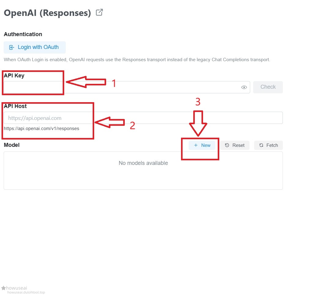 Fields for adding a custom provider