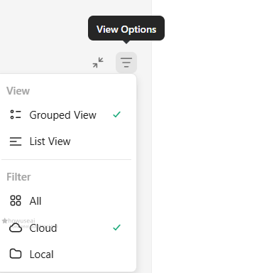 Local or Cloud selection